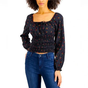 Planet Gold Juniors' Square-Neck Smocked Top, Brand New with tags⭐️S,L